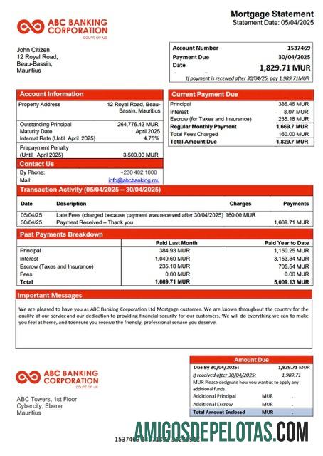 para download Mauritius ABC Banking Corporation Ltd Declaração de hipoteca modelo Word e PDF